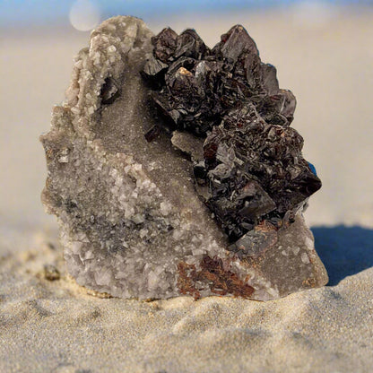 Sphalerite & Quartz on Marble Base, MO, USA, 140.95gr