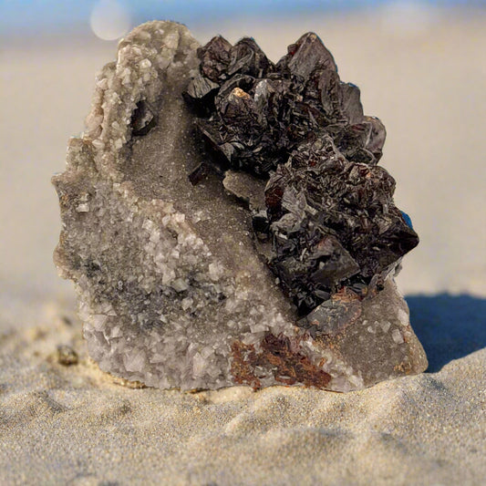 Sphalerite & Quartz on Marble Base, MO, USA, 140.95gr