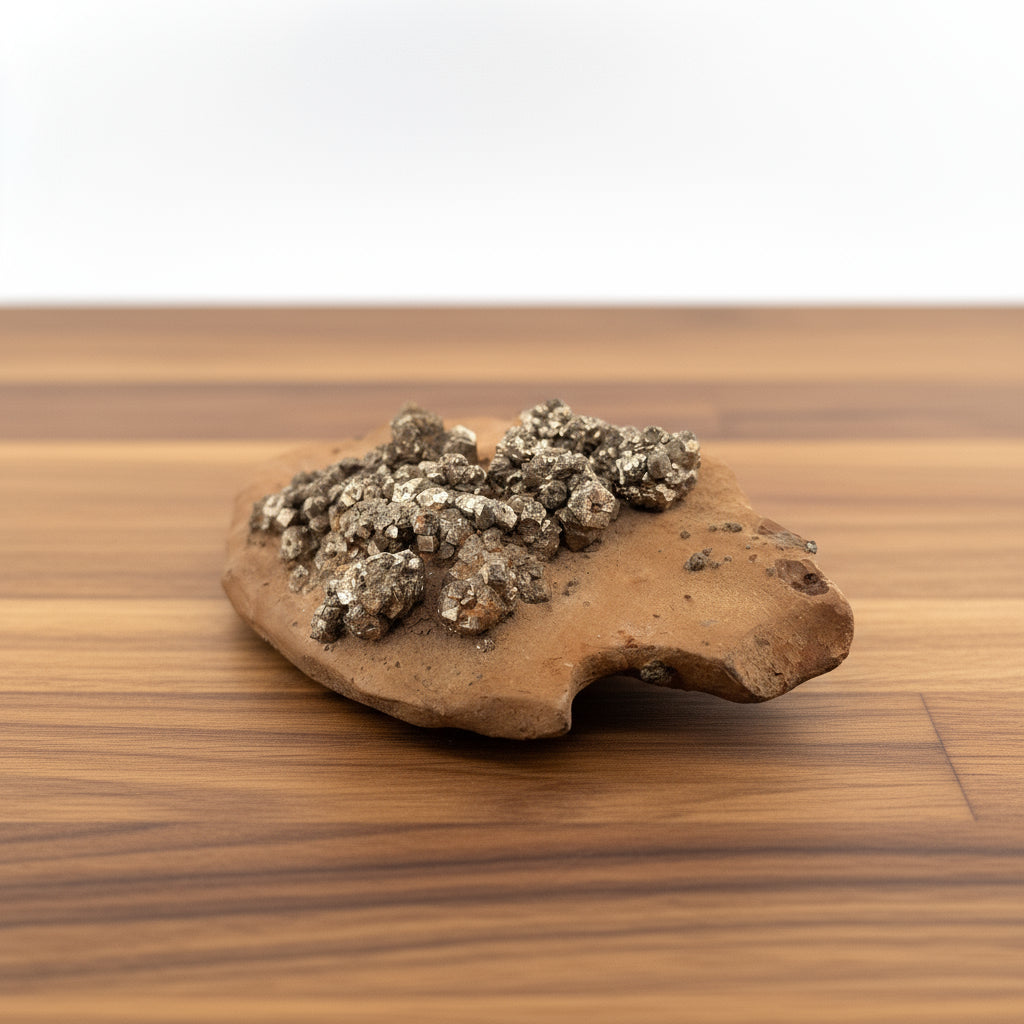 Rare! Pyrite on Limonite Clay, 949gr, 27x10x6cm, Supat Mine, Mansehra, Pakistan