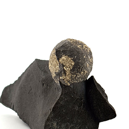 Rare Pyrite Sphere in Slate, Morocco, 102.7gr, 9x3x5cm