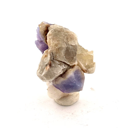 Fluorescent Hackmanite & Calcite on Quartz, Pakistan, 38.95gr