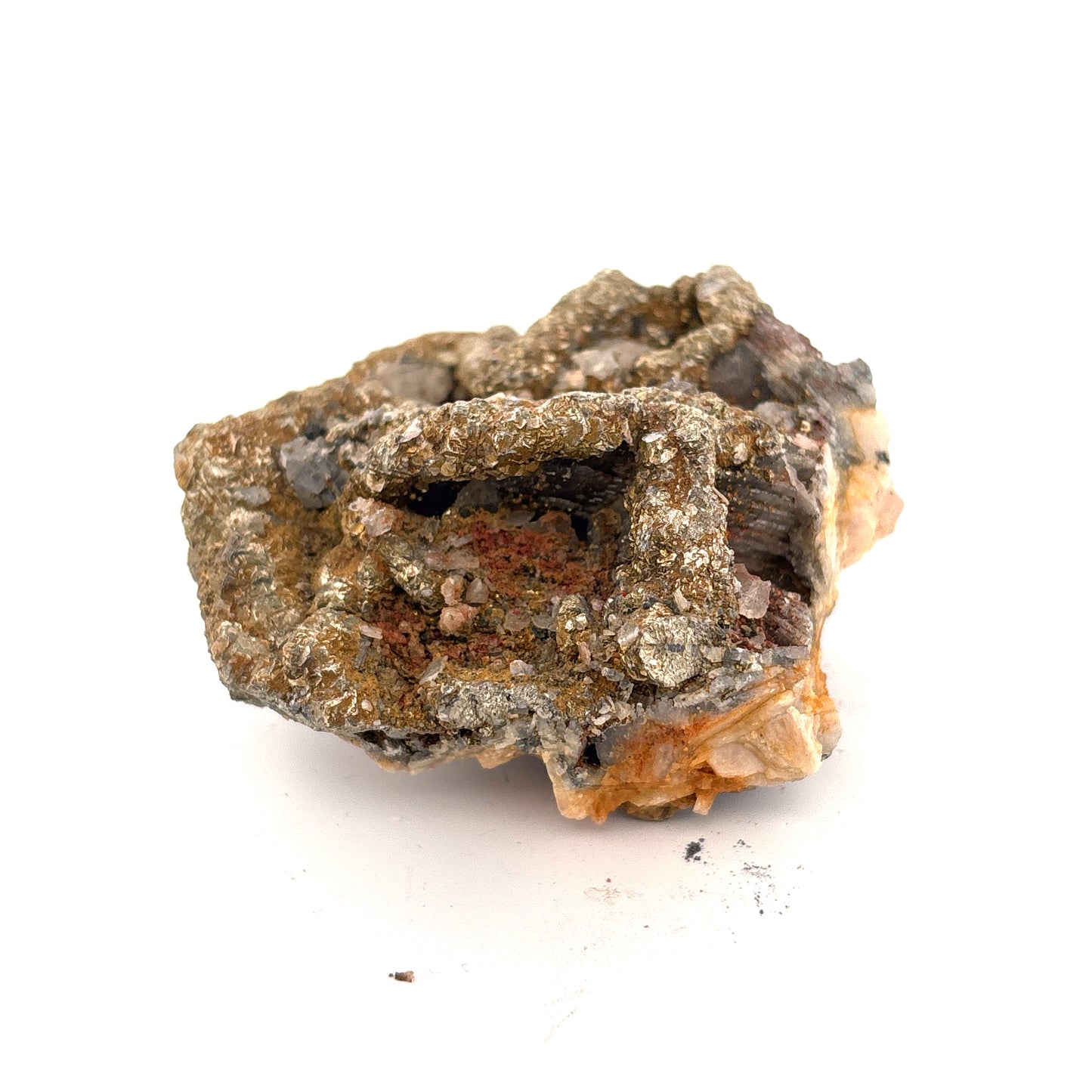 Pyrite with Quartz & Calcite, Morocco, 6.5x5.5x2.5cm, 132gr