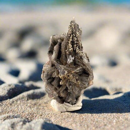 Pyrite on Calcite with Iron Staining, Morocco, 7x5x3cm, 94gr