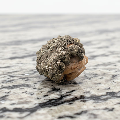 Pyrite on Limonite Clay, 303gr, 83x47x37mm, Supat Mine, Mansehra, Pakistan