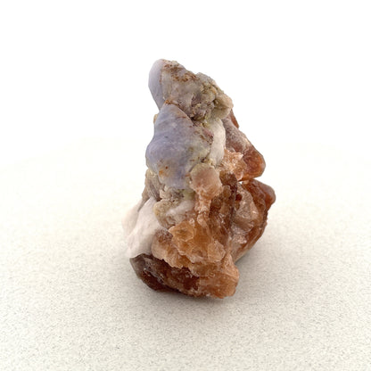 Fluorescent Hackmanite & Calcite on Quartz, Pakistan, 120.42gr