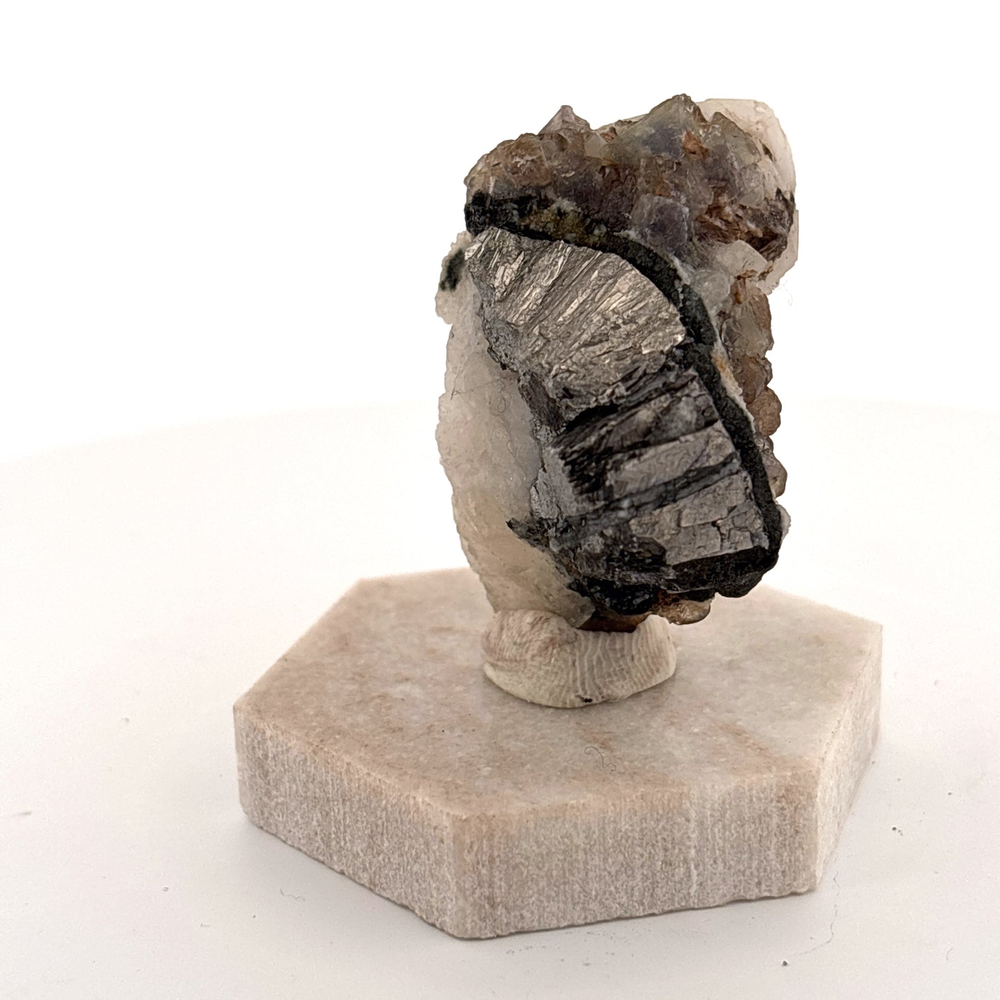 Scepter Quartz, Fluorite, & Hematite Specimen - Brazil 46.9gr