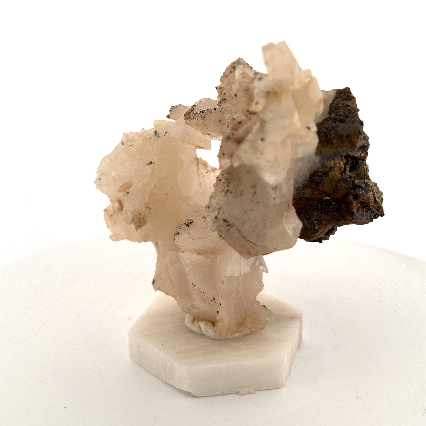 Chalcopyrite on Calcite, Madan Mine, Bulgaria, 9x6x8cm