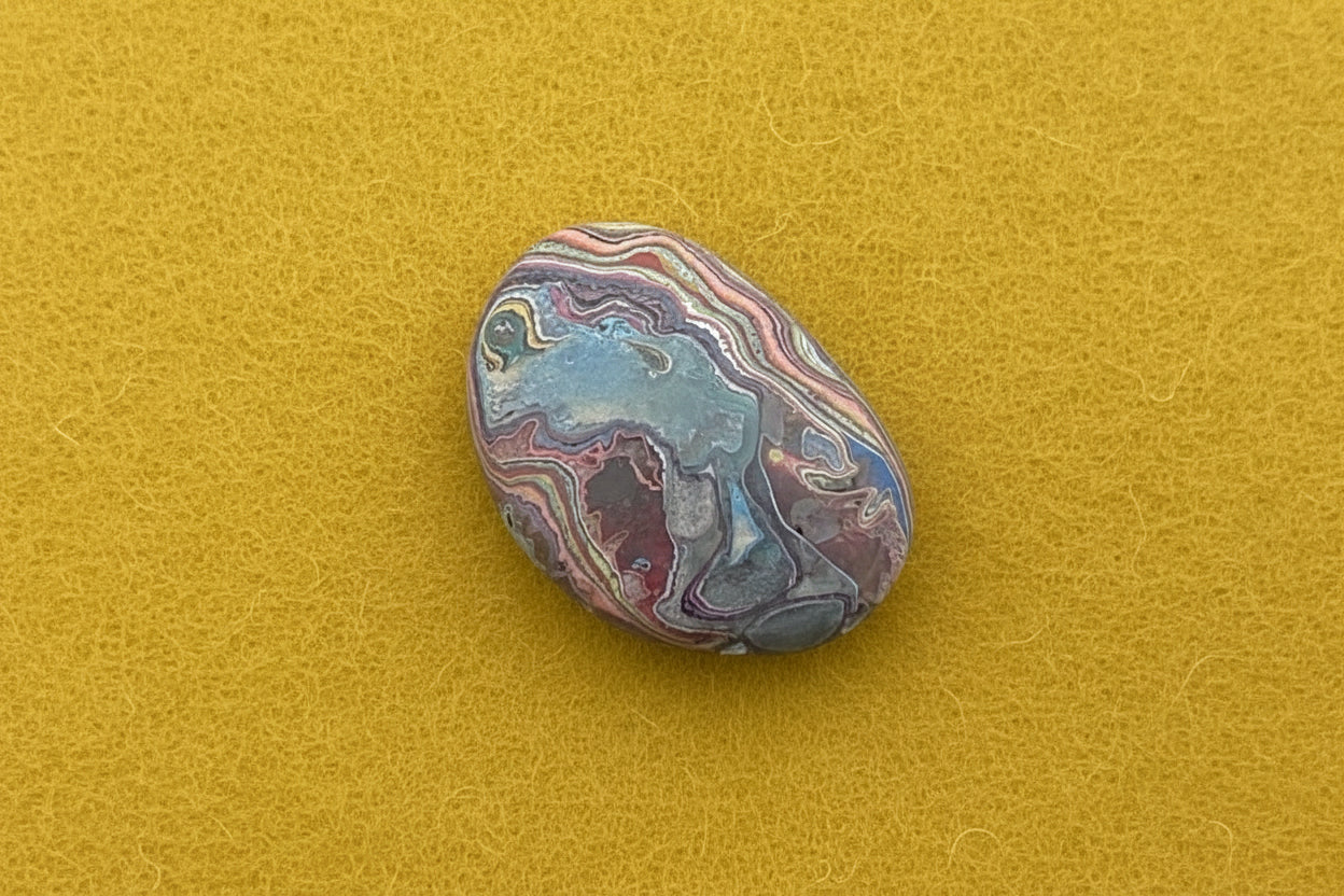 Cadilite, Cadilac Ranch "Fordite" Free From Cabocheon, Amarillo, Texas, 10.75ct 32x20x4mm