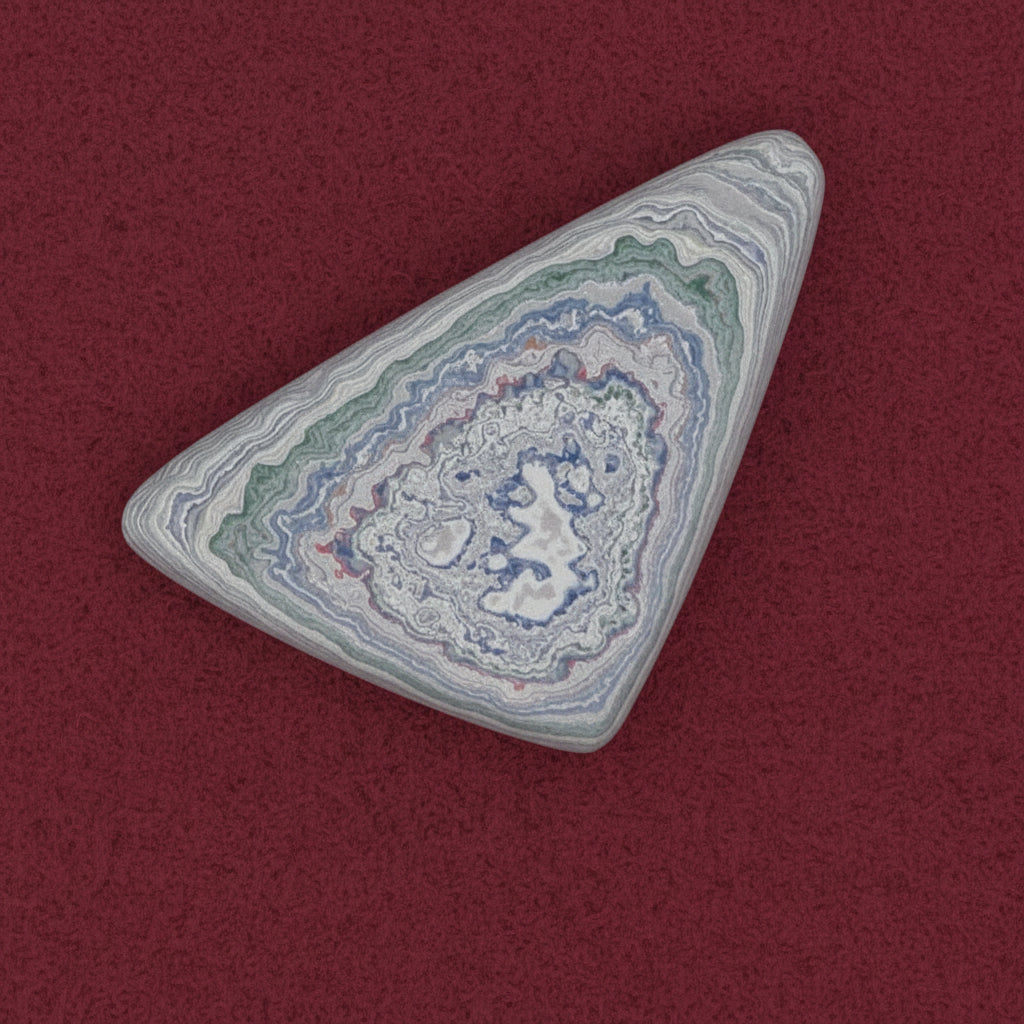 Heil Garbage Truck Fordite Free Form Caboceon, Heil (Milwaukee, WI) 42x25x5mm, 21.99ct