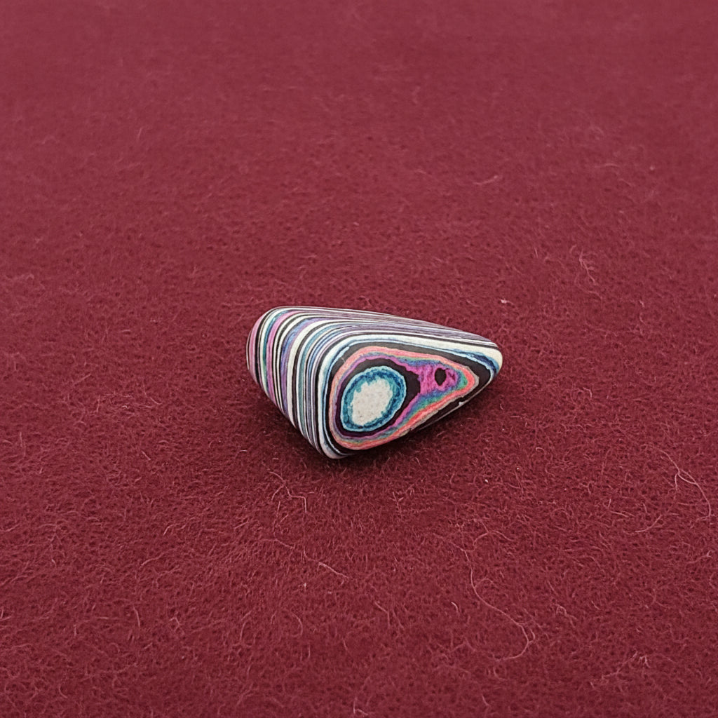 Funkrite Free From Cabocheon “Fordite” Galveston, TX, 26x18x12mm, 24.41ct - Highly Fluorescent