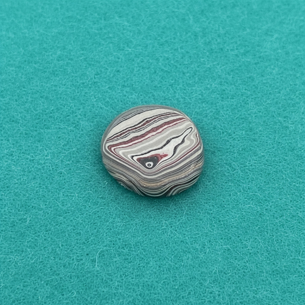 KC F-150 Plant Fordite 1960-1970 Free Form Cabocheon, 27x22x5mm, 13.68ct
