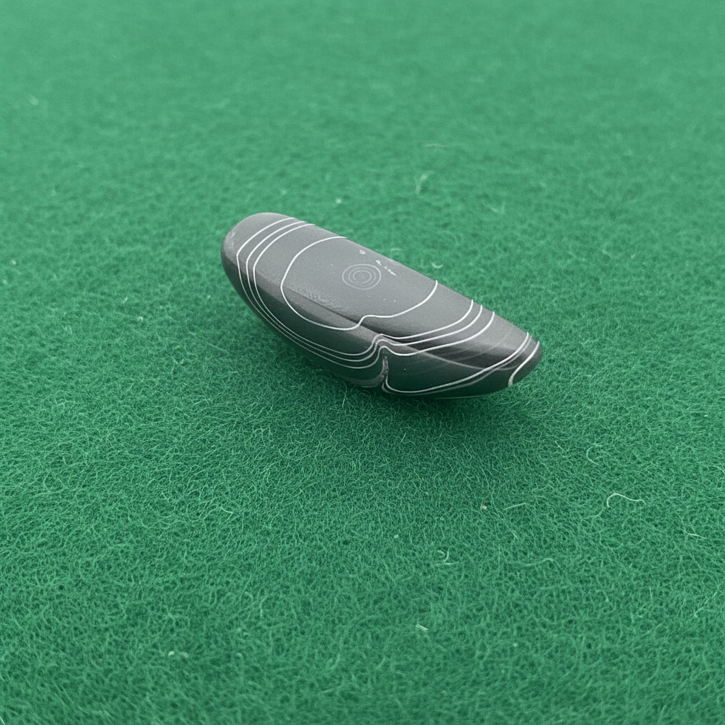 Black Sheen Dodge "Fordite" Caboceon, Sterling Heights Plant, Michigan, 36x13x10mm, 17.31ct