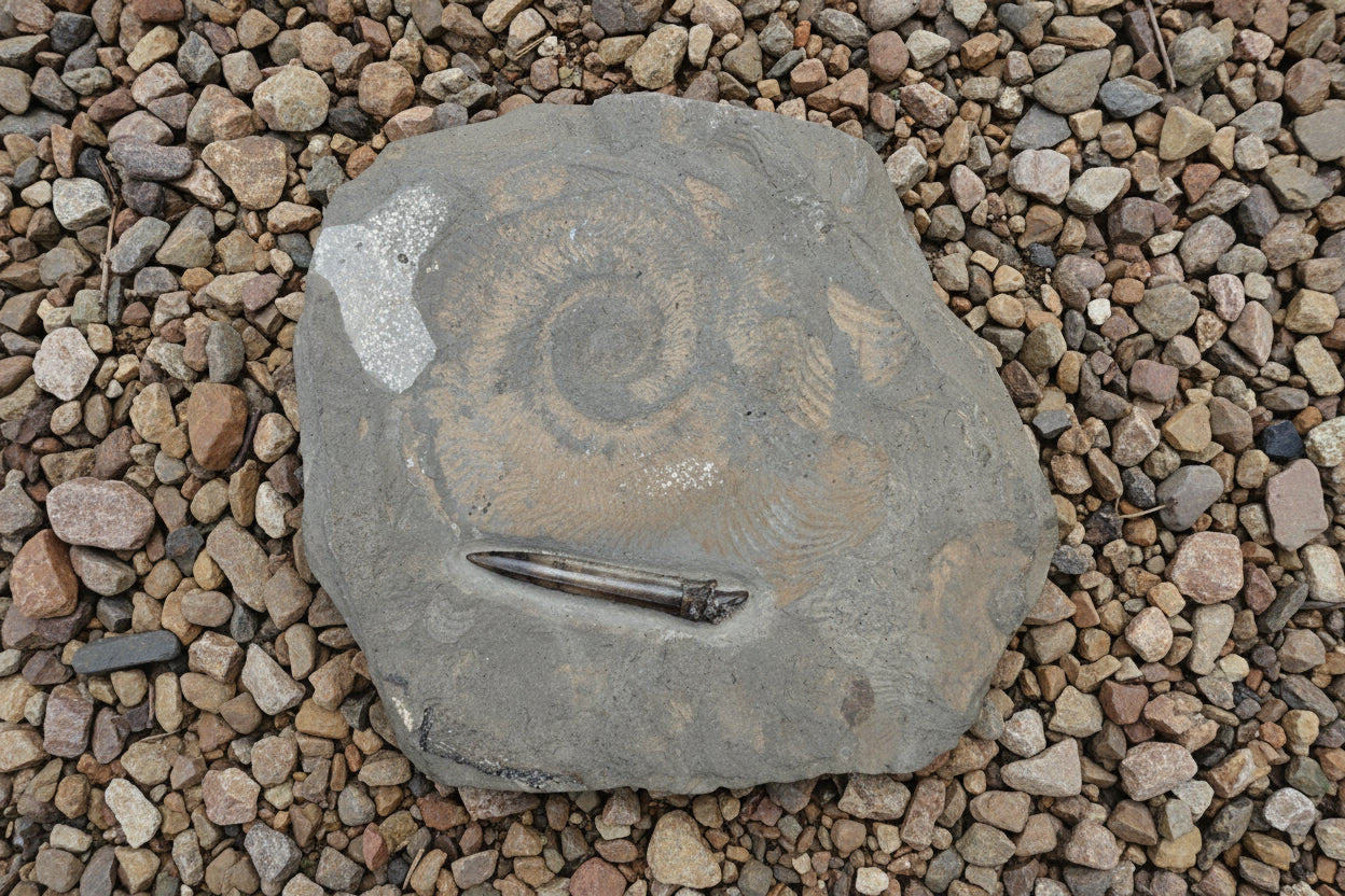 Belemnite & Ammonite, Posidonia Shale formation, Germany 18x15cm 2138gr