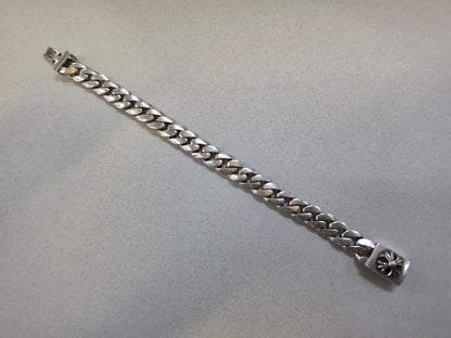 22cm Chrome Hearts 925 Braclet, 57.2gr, Cuban Link with sculpted cross motif