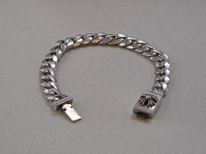 22cm Chrome Hearts 925 Braclet, 57.2gr, Cuban Link with sculpted cross motif