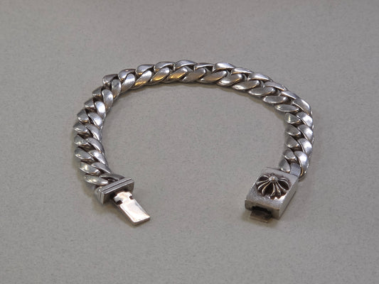 22cm Chrome Hearts 925 Braclet, 57.2gr, Cuban Link with sculpted cross motif