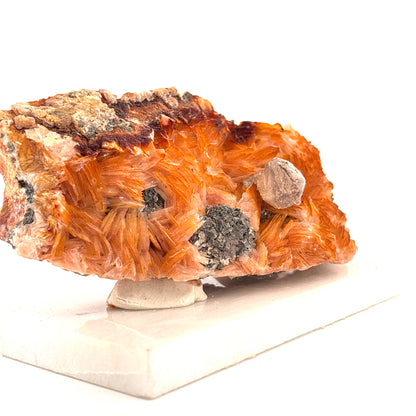 Calcite & Barite, Morocco, 273.4gr, on Marble Base