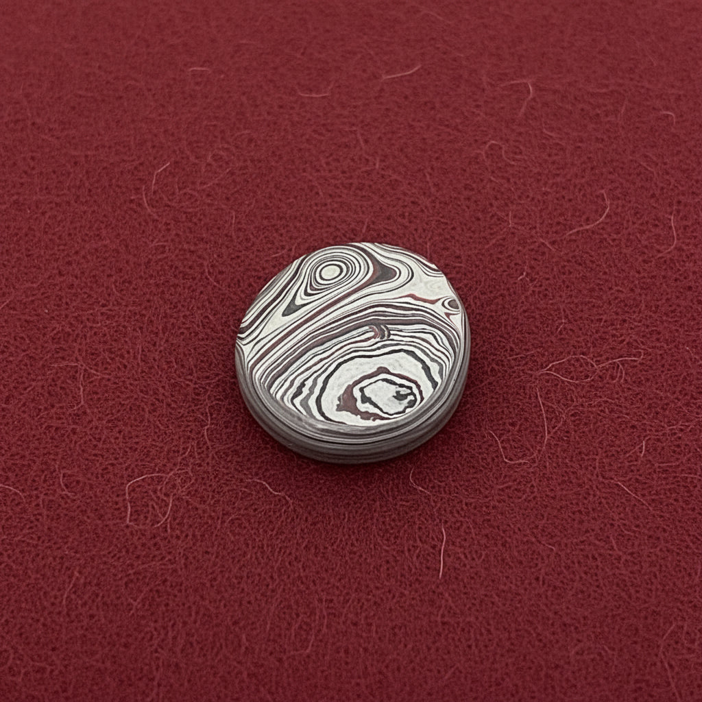 KC F-150 Plant Fordite 1960-1970 Free Form Cabocheon, 27x22x5mm, 13.68ct