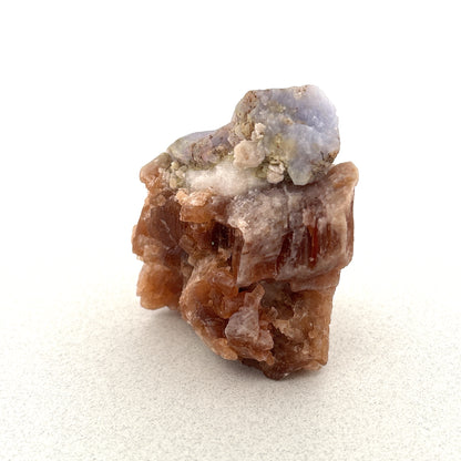 Fluorescent Hackmanite & Calcite on Quartz, Pakistan, 120.42gr
