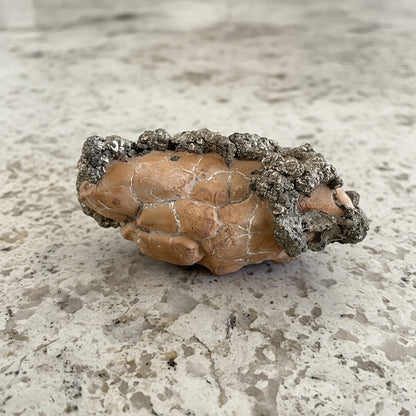 Pyrite on Limonite Clay, 303gr, 83x47x37mm, Supat Mine, Mansehra, Pakistan