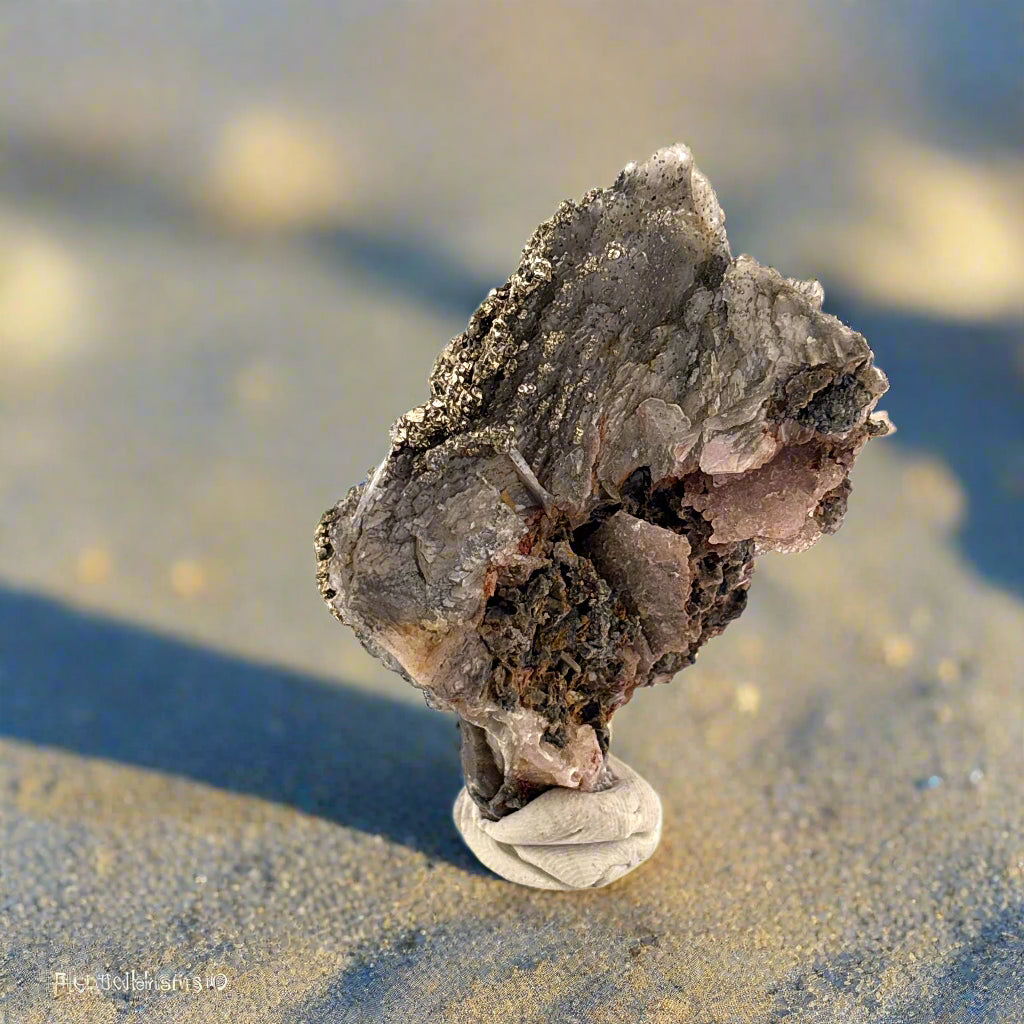 Pyrite on Calcite with Iron Staining, Morocco, 7x5x3cm, 94gr