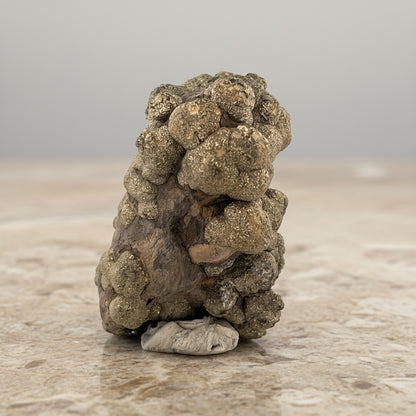 Pyrite on Limonite Clay, 459gr, 85x55x60mm, Supat Mine, Mansehra, Pakistan