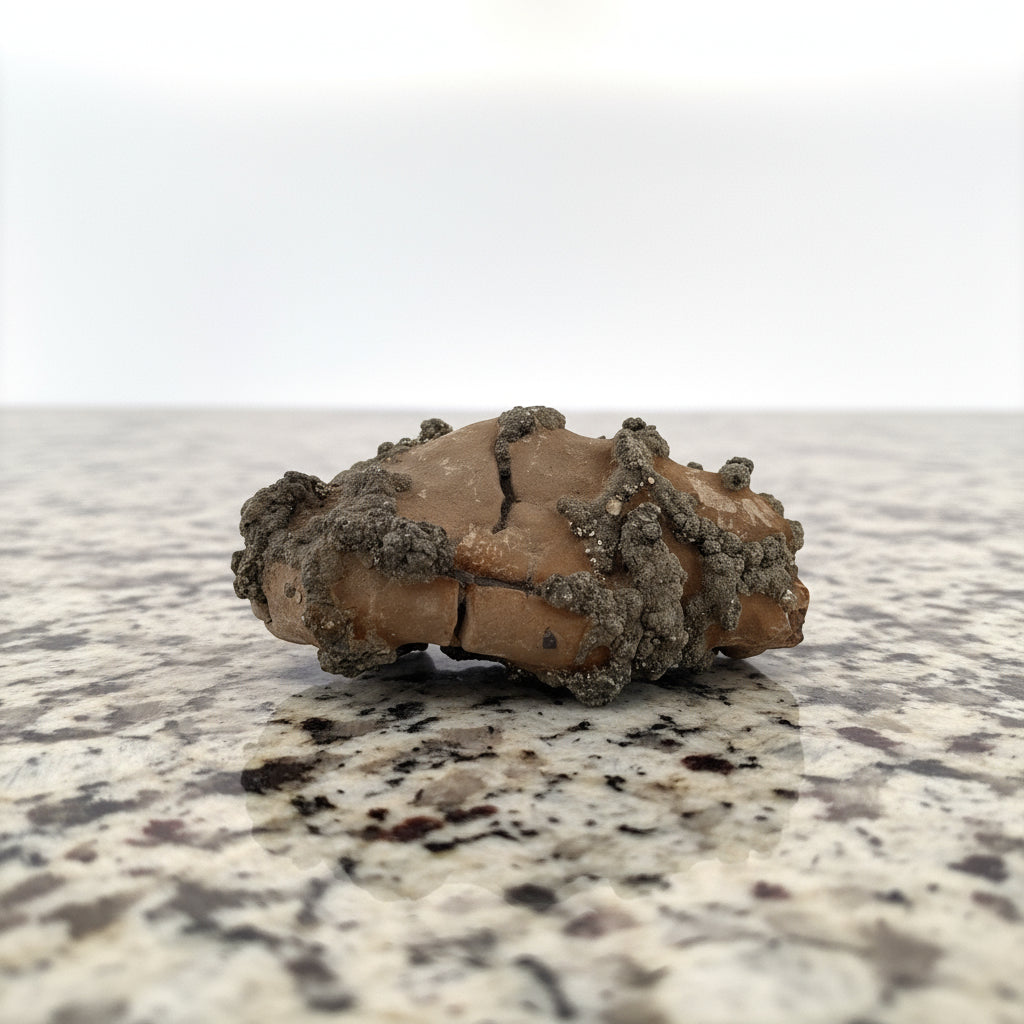 Pyrite on Limonite Clay, 10x5x4cm, 359gr, Supat Mine, Mansehra, Pakistan