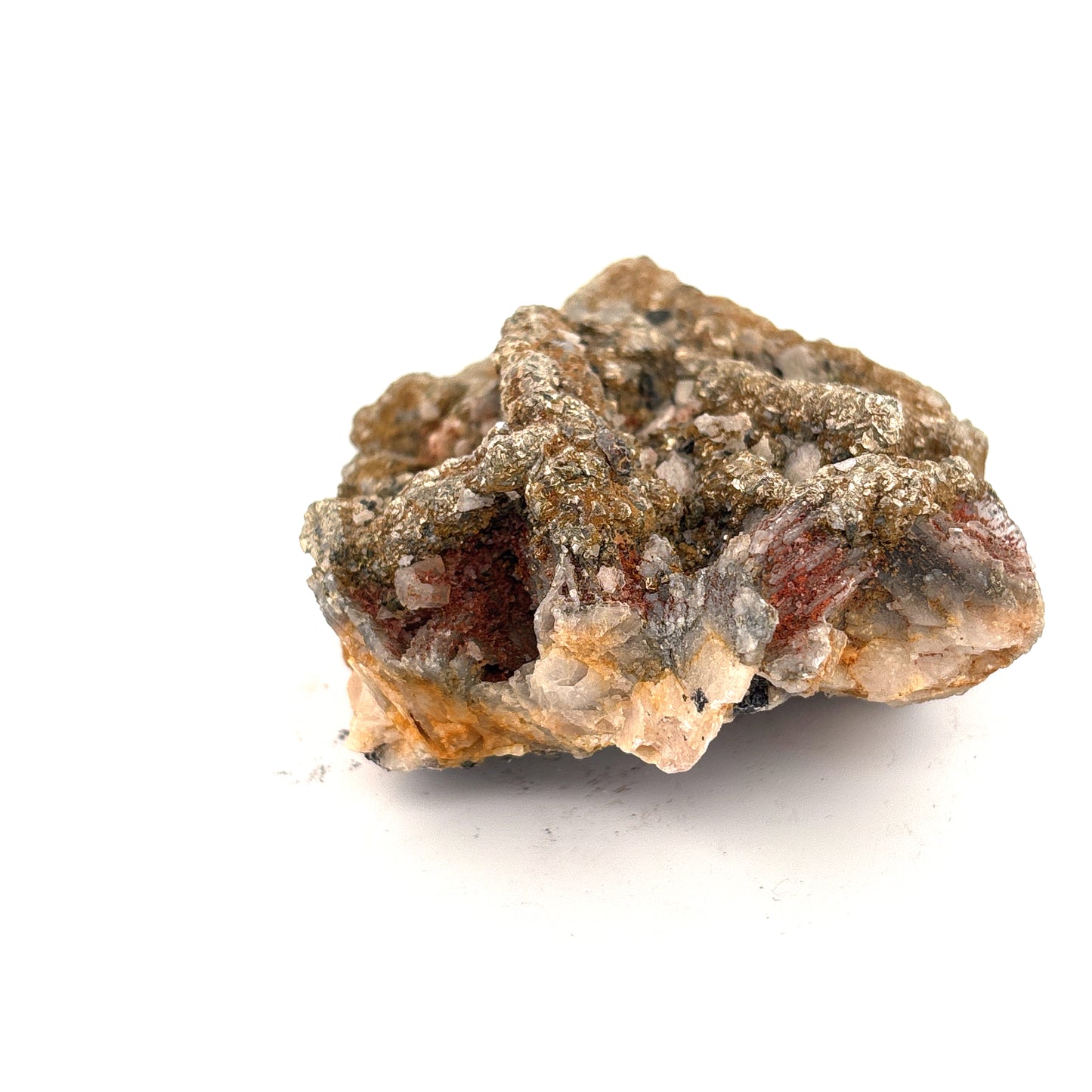 Pyrite with Quartz & Calcite, Morocco, 6.5x5.5x2.5cm, 132gr