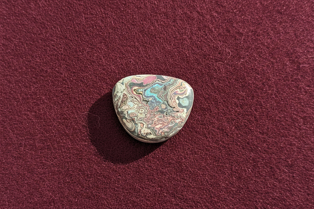 Cadilite, Cadilac Ranch "Fordite" Free From Cabocheon, Amarillo, Texas, 10.34ct 28x25x3mm