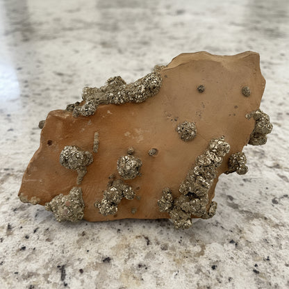 Pyrite on Limonite Clay, 1002gr, 18x11x5cm, Supat Mine, Mansehra, Pakistan
