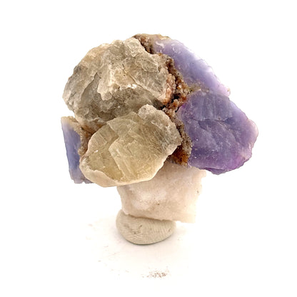 Fluorescent Hackmanite & Calcite on Quartz, Pakistan, 38.95gr