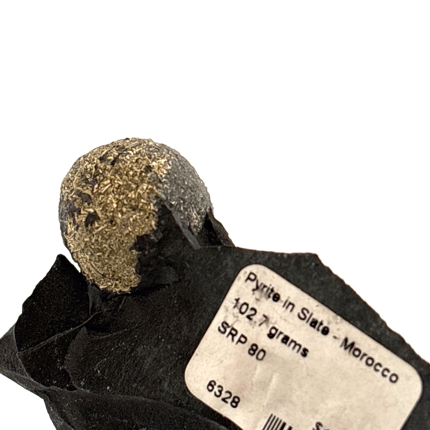 Rare Pyrite Sphere in Slate, Morocco, 102.7gr, 9x3x5cm