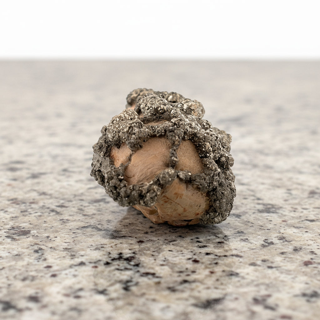 Pyrite on Limonite Clay, 303gr, 83x47x37mm, Supat Mine, Mansehra, Pakistan