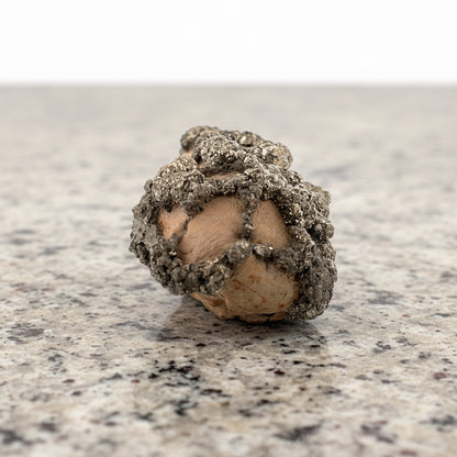 Pyrite on Limonite Clay, 303gr, 83x47x37mm, Supat Mine, Mansehra, Pakistan