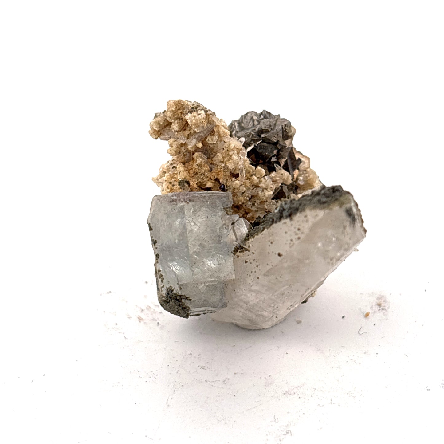 Quartz, Arsenopyrite, & Fluorite, Yaogangxian Mine, China, 2.5x3x3.5cm, 20.5gr