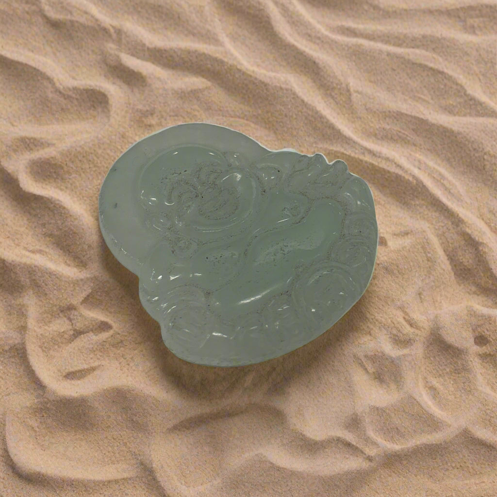 Light Green Jade Buddha Pendant, 22gr, 50x47x6mm