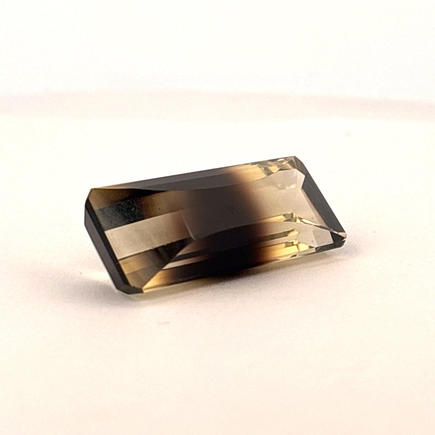 Citrine / Smokey Quartz Bi-Color, Emerald Cut, 34.5x14.25mm, 8.18gr