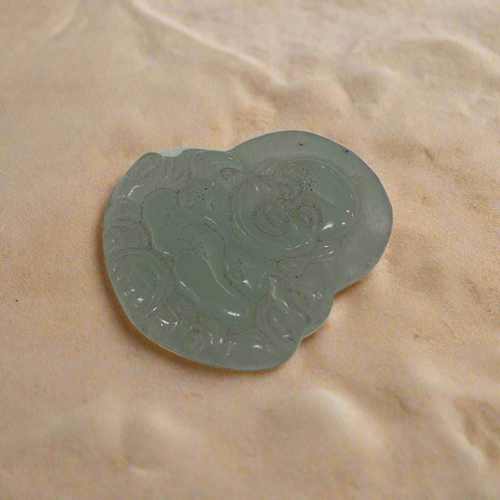 Light Green Jade Buddha Pendant, 22gr, 50x47x6mm
