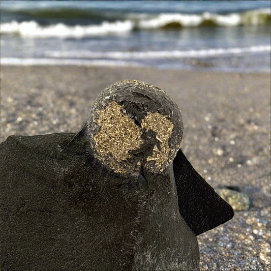 Rare Pyrite Sphere in Slate, Morocco, 102.7gr, 9x3x5cm