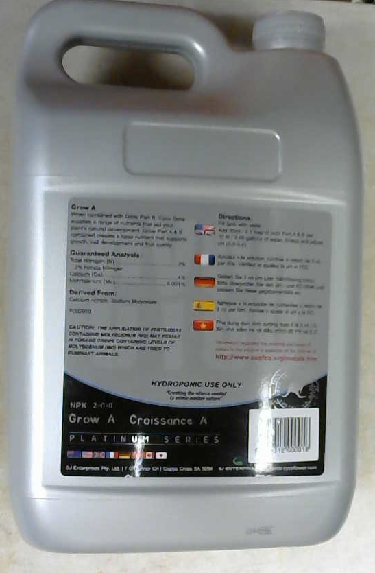 CLOSE OUT - Cyco Grow A 5L NPK 2-0-0 Platinum Series