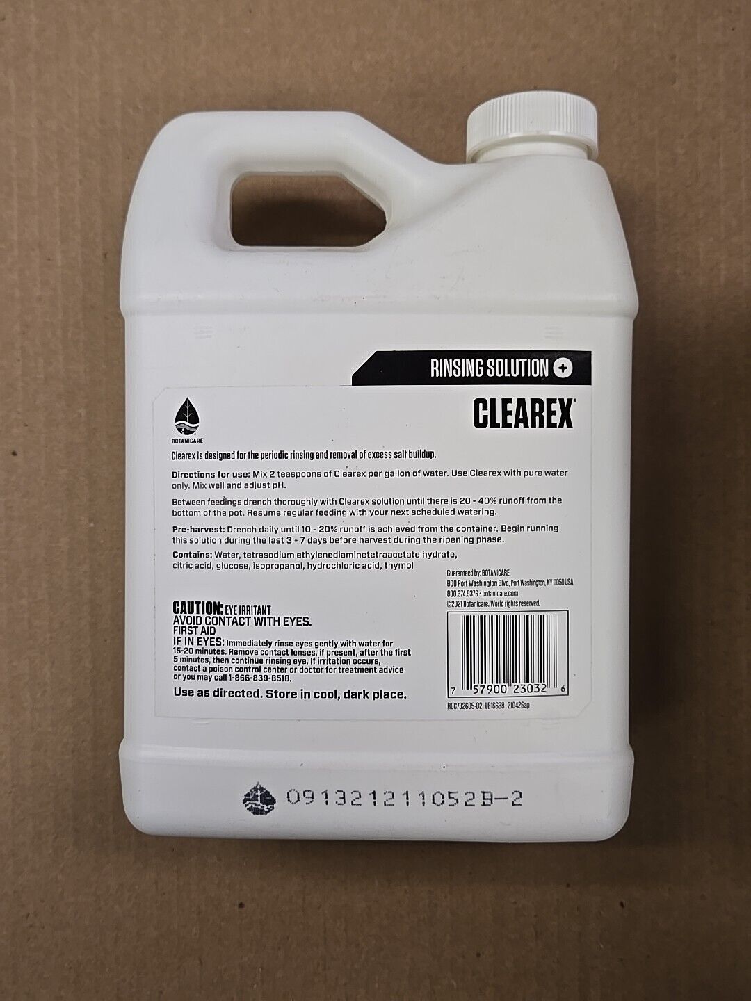 Botanicare Plant Energy Products 1 Quart of Clearex Rinsing Solution Flush Agent