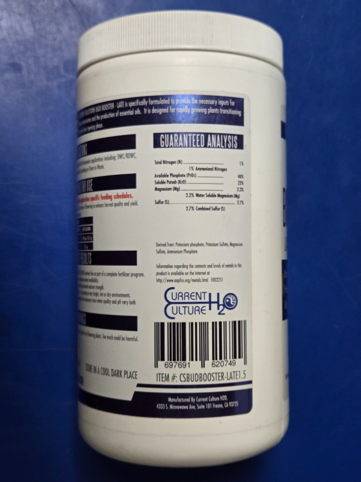 CLOSEOUT - Current Culture Bud Booster 1.5 lb Late Bloom Formula 1-40-22