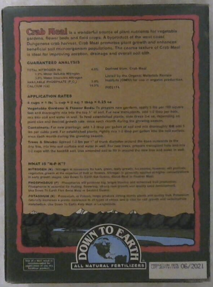 Down to Earth Organic Crab Meal Fertilizer Mix 4-3-0, 5 lb