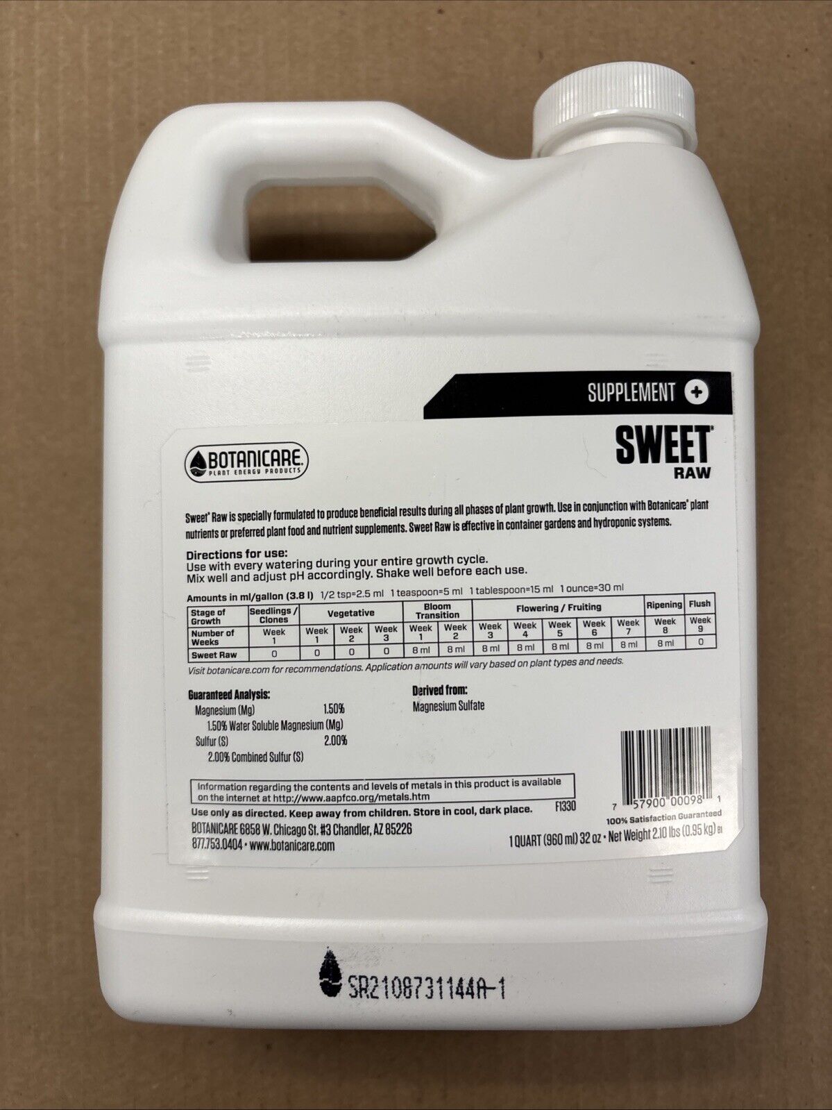 Botanicare Sweet Raw 32 oz / 1 Quart  - Flower Enhancer
