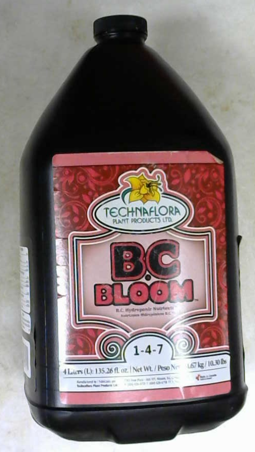 Technaflora B.C. Bloom 4L Gallon - BC Hydroponics Nutrients 3 Part complete base