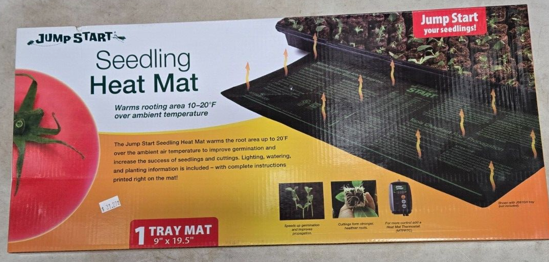 Jump Start Seedling Heat Mat - 9" x 19.5" Warms Rooting Area 10-20F Over Ambient