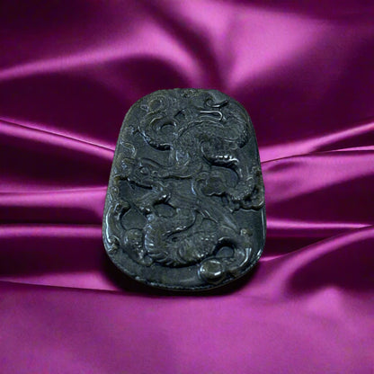 Dark Green Jade Carving, 28.6gr, 55x42x8mm