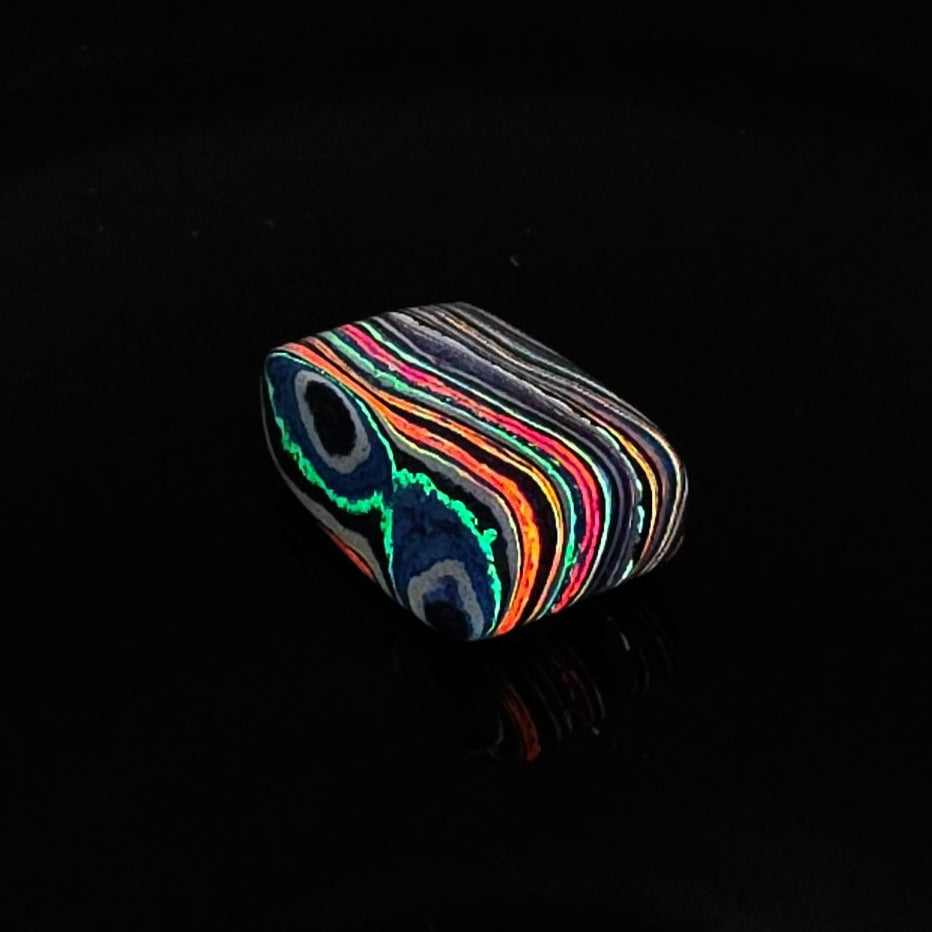 Funkrite Free From Cabocheon “Fordite” Galveston, TX, 28x17x12mm, 35.94ct - HIGHLY FLOURESCENT