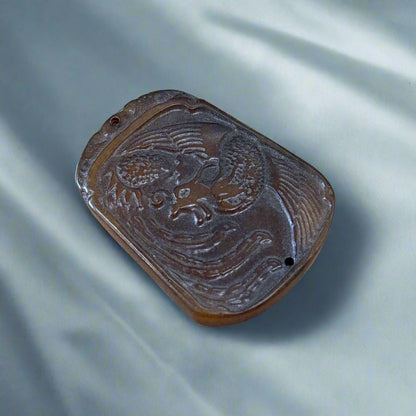 Brown Jade Charm, Hand Carved, 24.77gr, 52x38x6mm