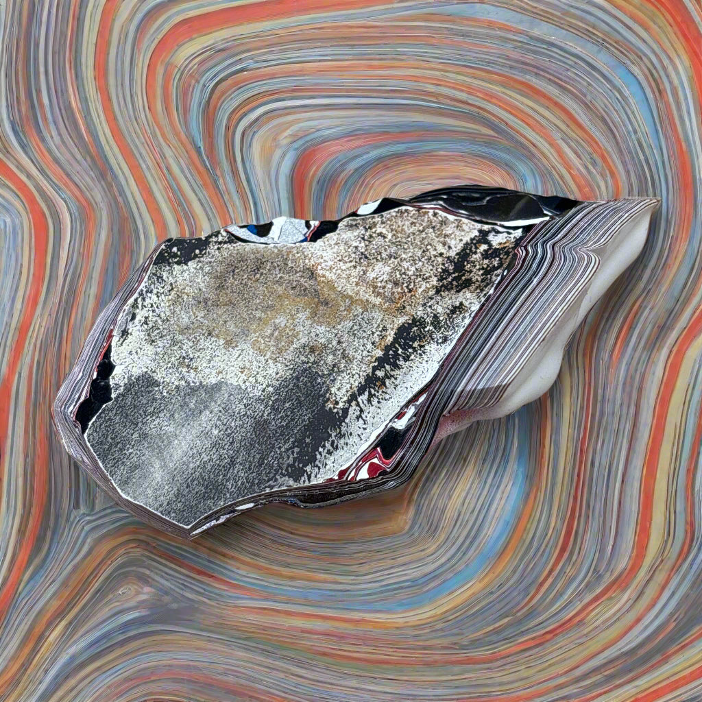 Historical Fordite Cutting Rough, 39.8gr, 3.5x2", Michigan, USA